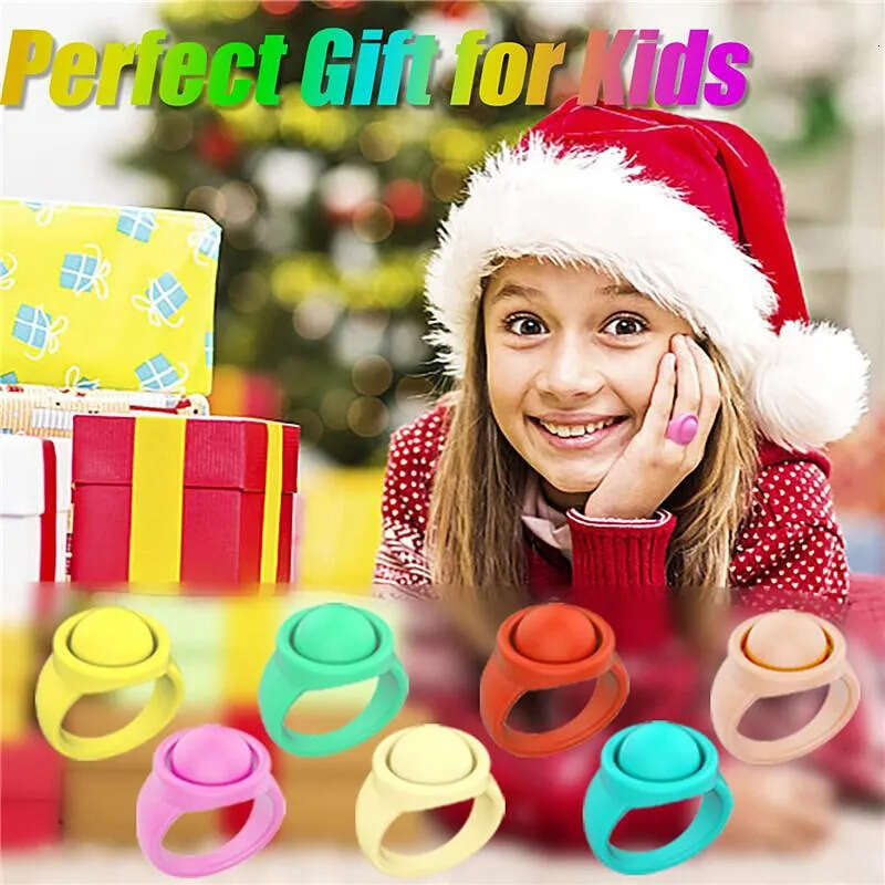 Press NEW New Fidget Toys Finger Bubble To Relieve Anxiety Silicone Jewelry Bracelet Desktop Educational Ring Decompression Toy Gift y