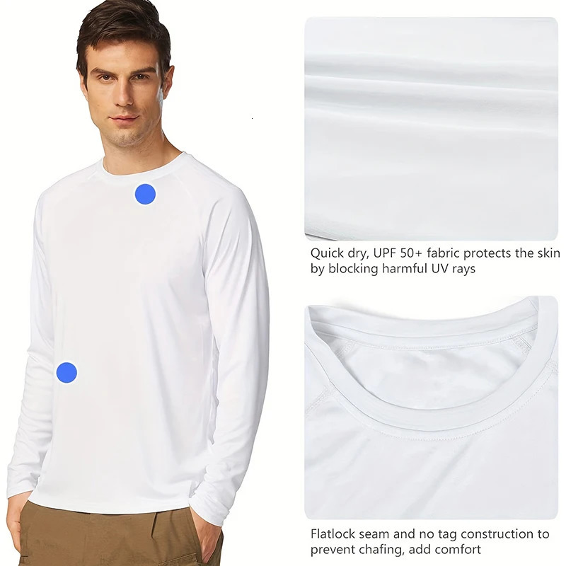 Mens Shirts Sun Protection Shirts Uv Spf Upf 50 Long Sleeve Stretchy Tops Rash Guard Fishing Running Quick Dry Lightweight 240930