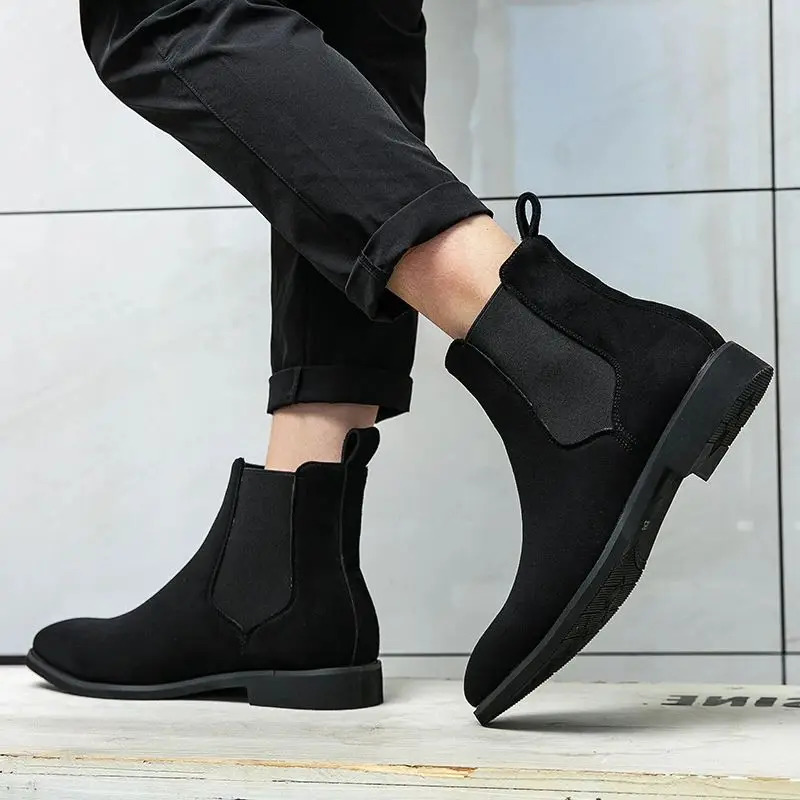 Plus Size 48 Classic Grey Mens Chelsea Boots Comfortable Suede Leather Shoes Mens Dress Shoes Mens Black Ankle Boots 240930 - view 6