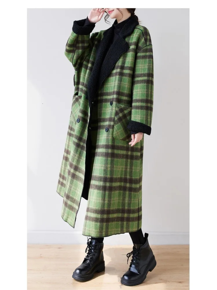 Autumn and Winter Long Jacket Trench Coat Womens Extra Large Flat Coat Womens Sheepskin Coat Fashion Plush Womens Teddy Bear Coat 240927