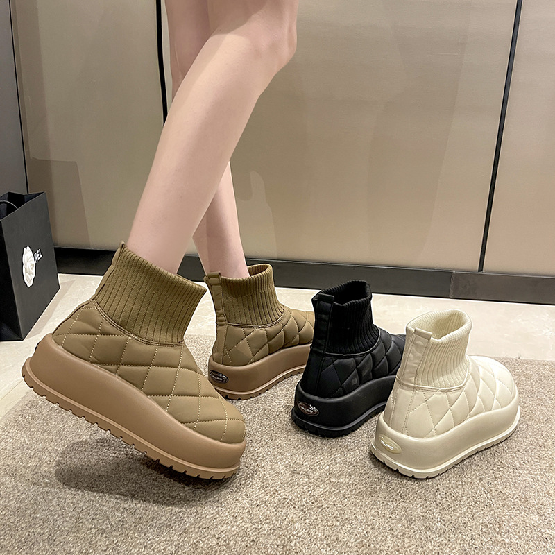 Winter Fashion Women Boots: Warm Fleece ed, Triple Black, Beige, Khaki f8a6