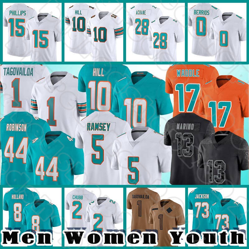 Tua Tagovailoa Jerseys Tyreek Hill Football Jaylen Waddle De'Von Achane Jalen Ramsey Dan Marino Braxton Berrios Jaelan Phillips Chop Robinson Jordyn Brooks Holland