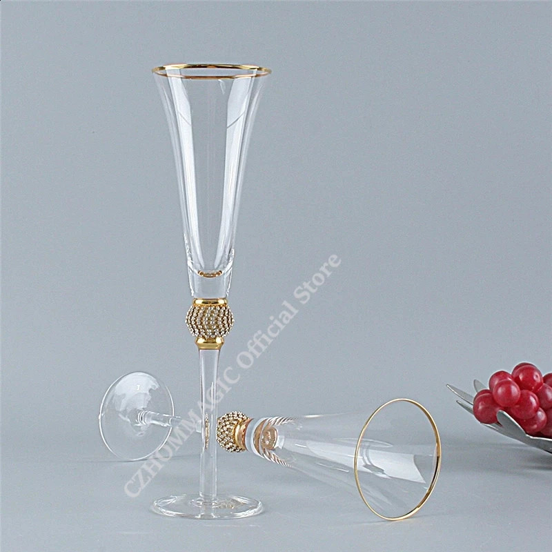 4/2Pcs Creative Gold Rimmed Glass Cup Red Wine Cocktail Champagne Whiskey Glass Drink Cup Bar Party Goblet Wedding Supplies Gift 240921