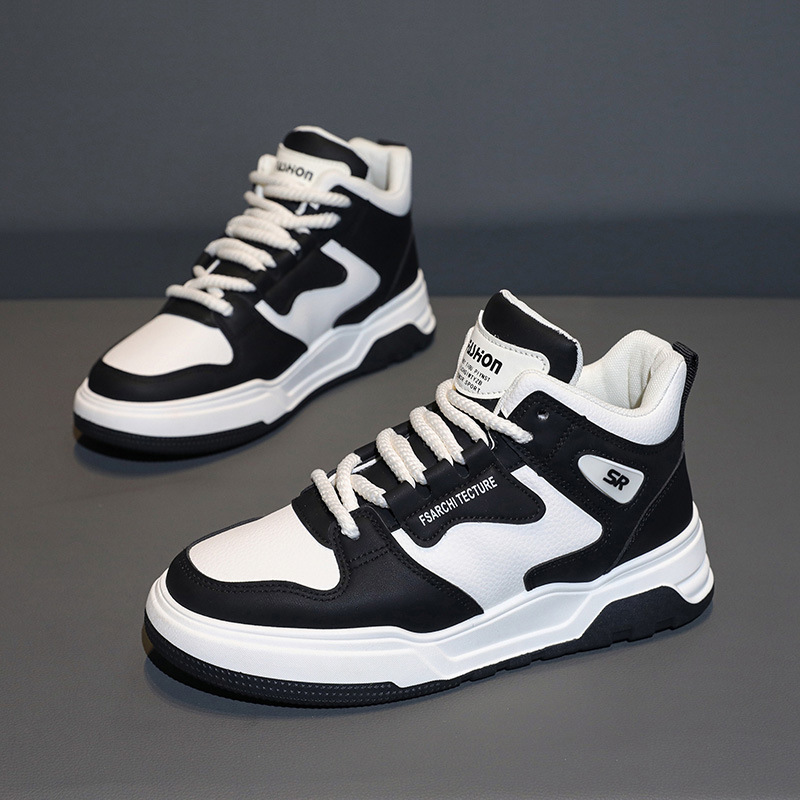 Men's 2024 new Hong Kong style high top casual shoes versatile thick soled sports shoes