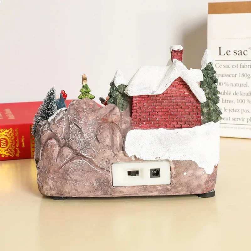 House LED Lights Resin Rotating Music Statues Home Desktop Decoration Christmas Gifts 240924