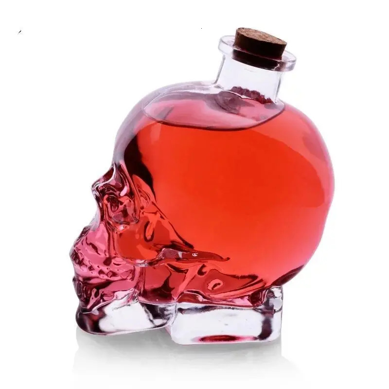 180-750ML Creative Glass Head Bone Cup Vodka S Whiskey Wine Bottle Wine Bottle Decal Beverage Bar Tool Halloween Gift 240929