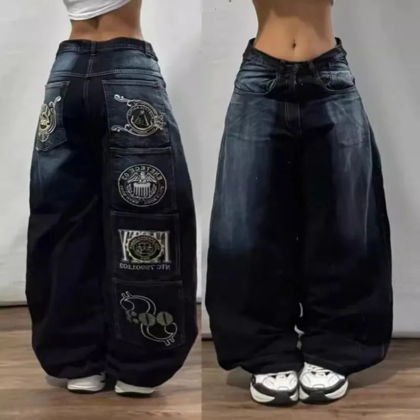 2024 The American Retro Washed Wide-leg Jeans Female Y2K Hip-hop Street Jeans with A Drooping Waist in The Spring and Autumn 240930