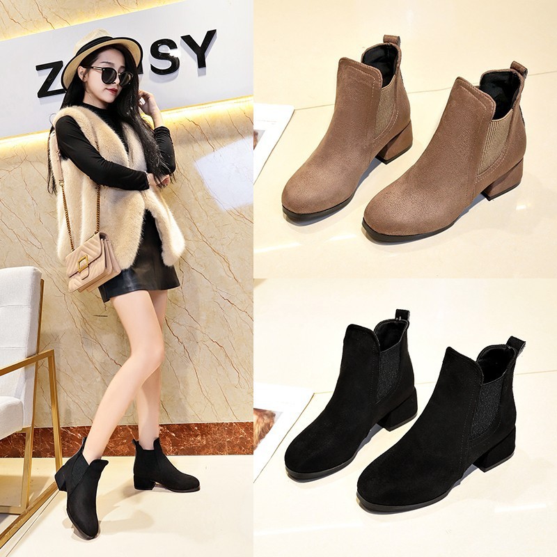 Women Shoes Fashion Boots Simple Casual Shoes Design Sense Round Toe Comfort Martin Boots Triple Black Khaki Free shipping