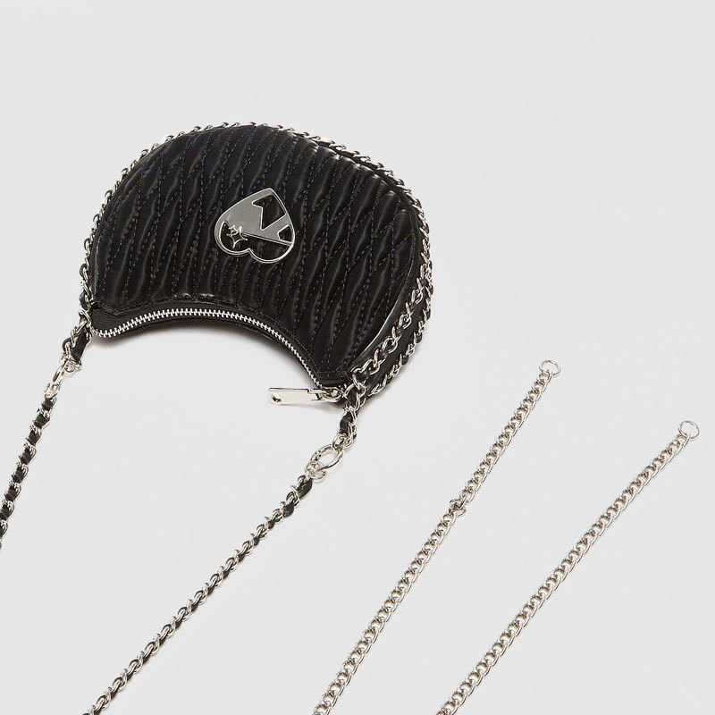 Shoulder Bag for Women: Trendy Triple Black Crossbody with Unique Print 740f