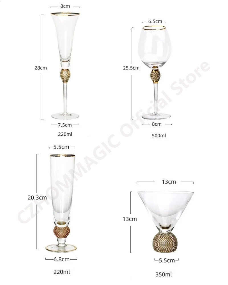 4/2Pcs Creative Gold Rimmed Glass Cup Red Wine Cocktail Champagne Whiskey Glass Drink Cup Bar Party Goblet Wedding Supplies Gift 240921