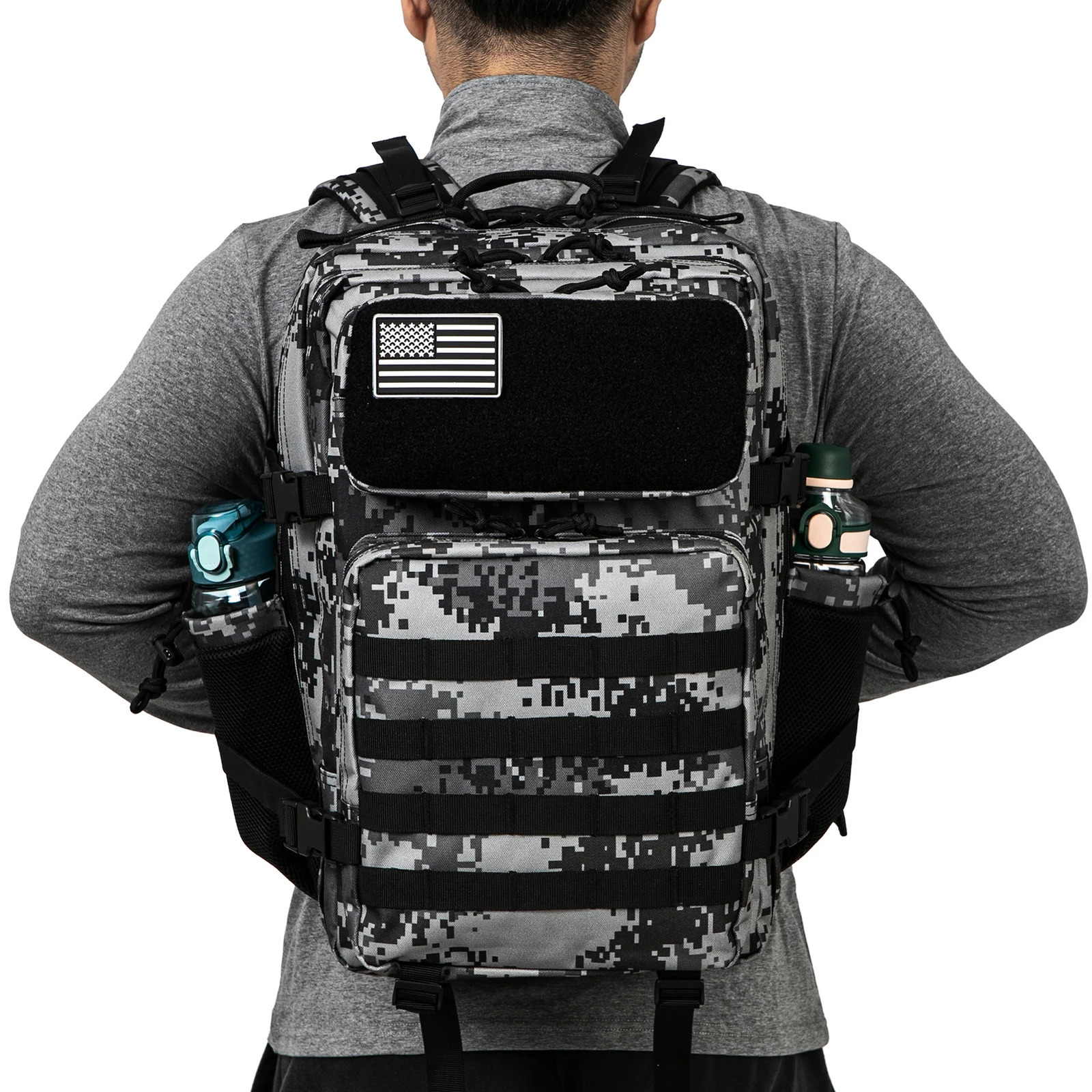 QT QY 50L tactical backpack survival bag hunting MOLLE backpack gym men EDC outdoor hiking Rucksack witch bottle rack 241008