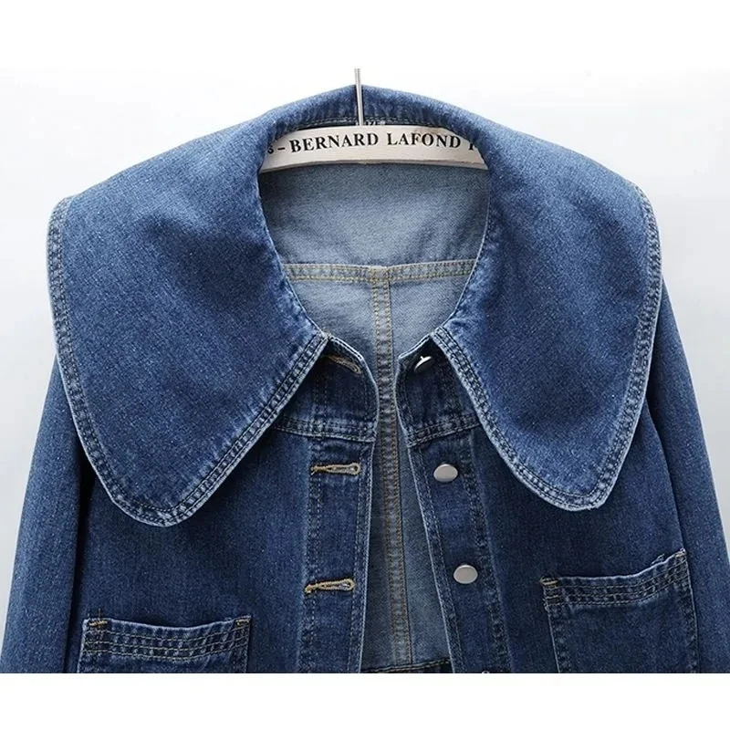 2023 Autumn Women Denim Jacket Long Sleeve Casual Short Coat Famale Jeans Jackets Outerwear Casaco Jaqueta Feminina 240921