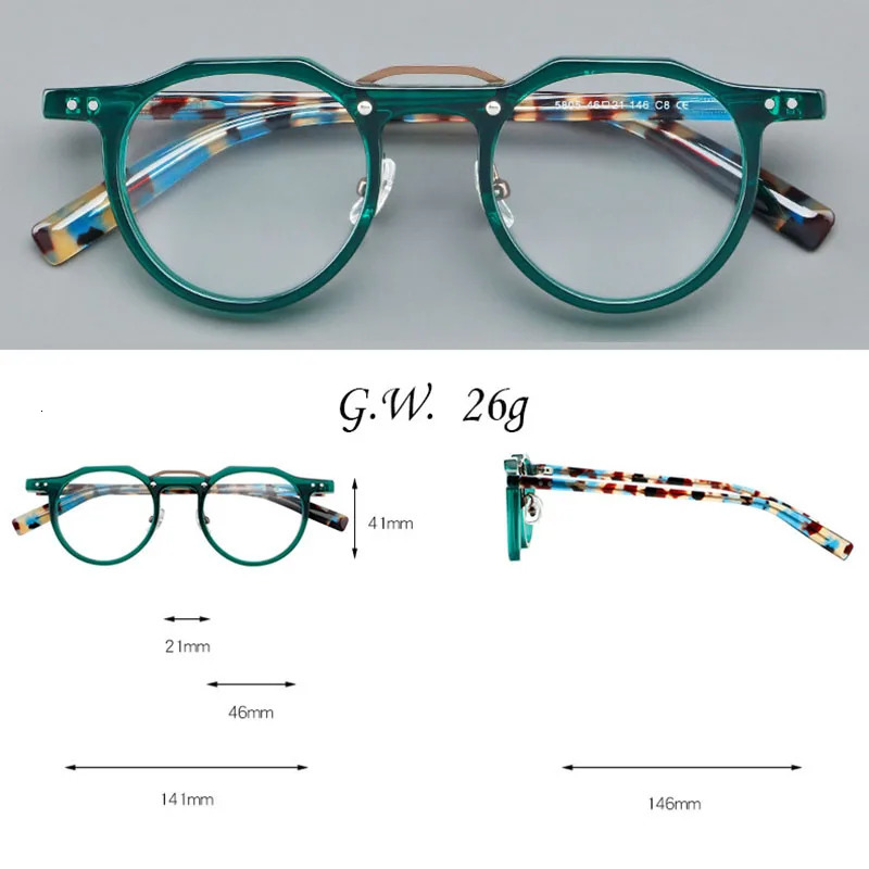 Board Glasses Retro Frame Japanese Glasses 5805 Flat Lens Can Be Paired 240926