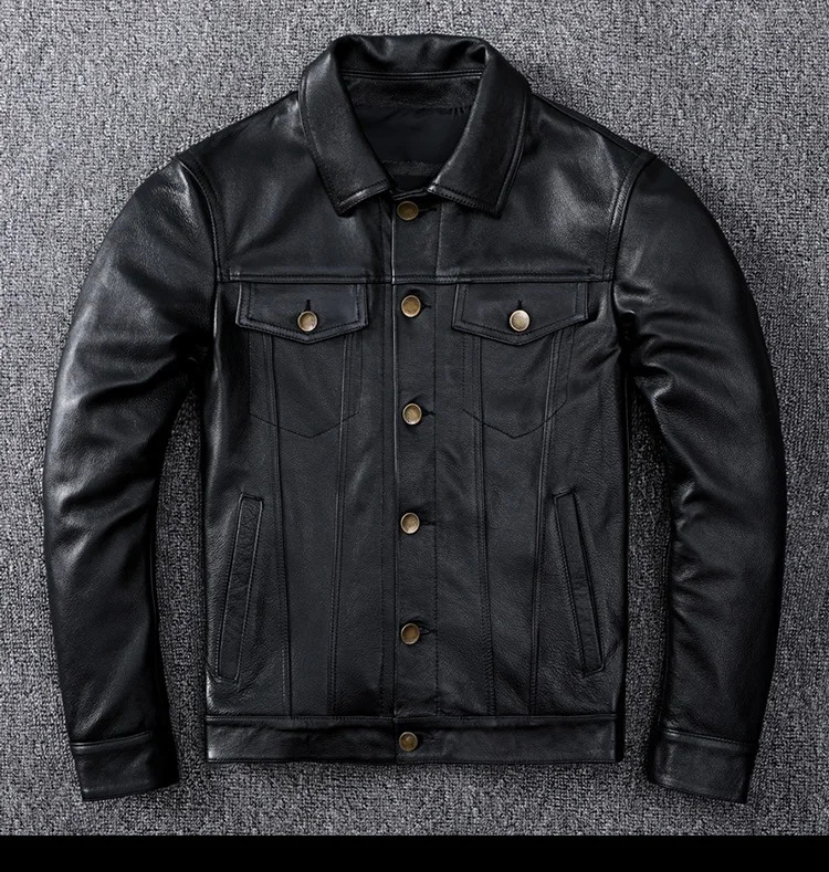 CC store is the . Leather jacket. Classic casual slim fit cowhide jacket. Plus size mens high-quality leather clothing. Fashionable. Wholesale 240929