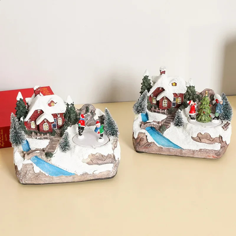 House LED Lights Resin Rotating Music Statues Home Desktop Decoration Christmas Gifts 240924