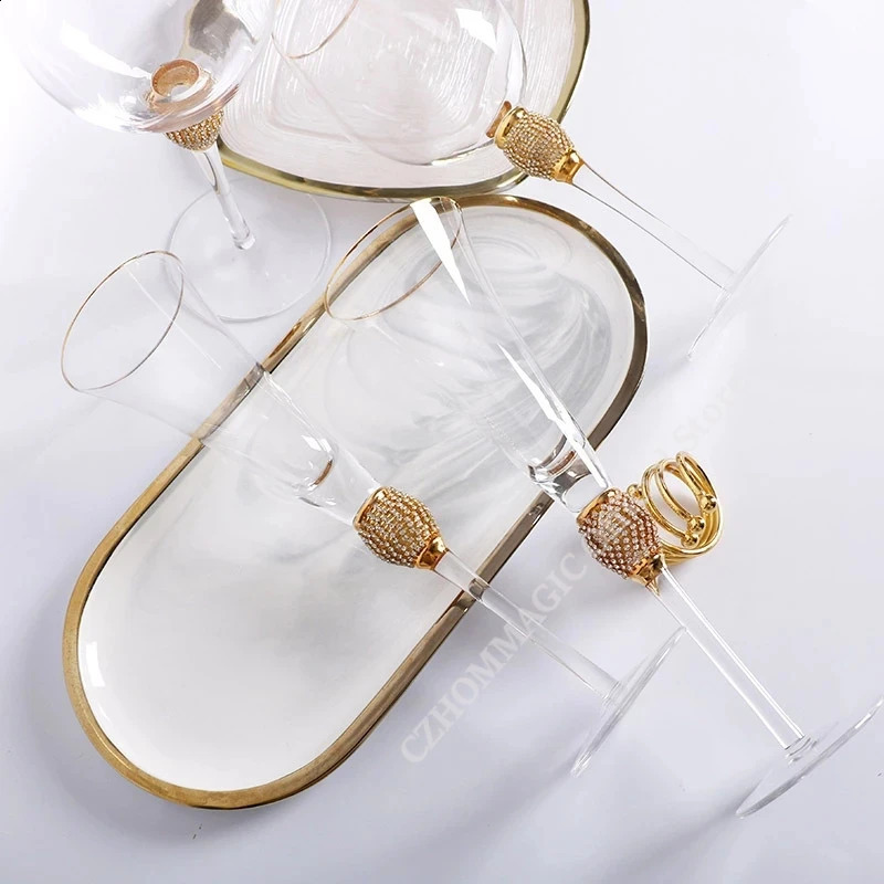 4/2Pcs Creative Gold Rimmed Glass Cup Red Wine Cocktail Champagne Whiskey Glass Drink Cup Bar Party Goblet Wedding Supplies Gift 240921