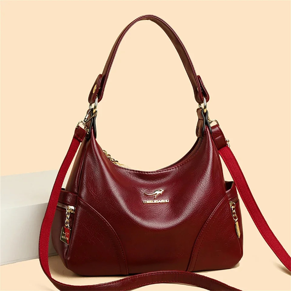 Vintage womens leather shoulder bag luxurious womens large capacity handbag casual shoulder bag fashionable Versatile bag 240930
