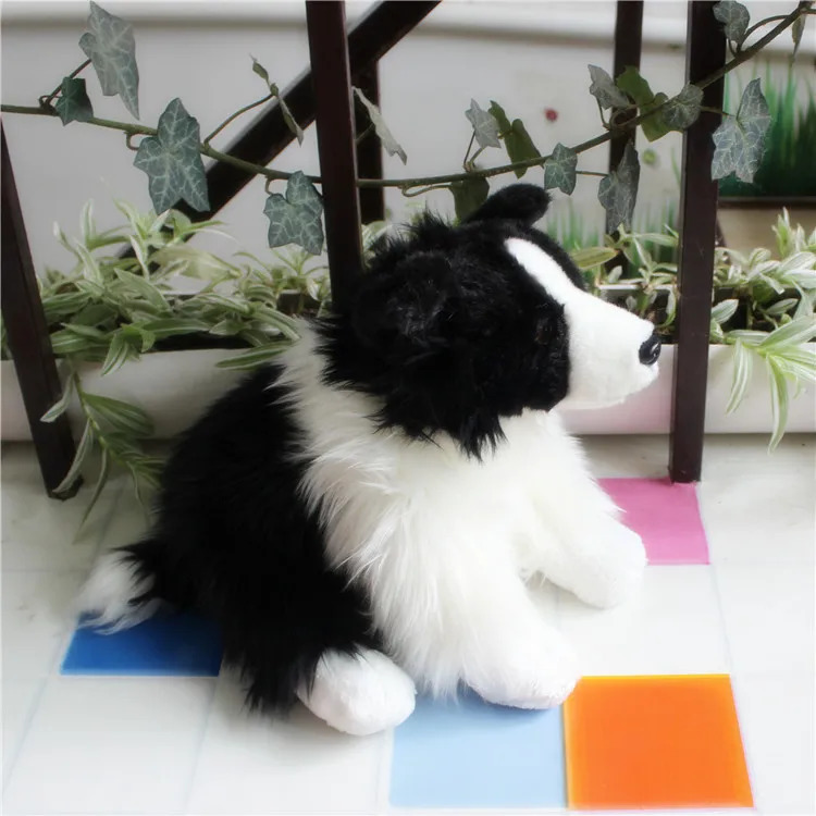 32cm Lifelike Border Collie Plush Toys Soft Puppy Stuffed Animal Dolls Real Life Dog Plush Toys For Kids Christmas Gifts 240926