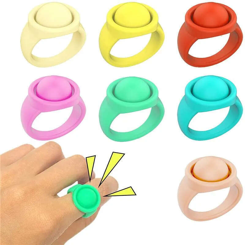 Press NEW New Fidget Toys Finger Bubble To Relieve Anxiety Silicone Jewelry Bracelet Desktop Educational Ring Decompression Toy Gift y