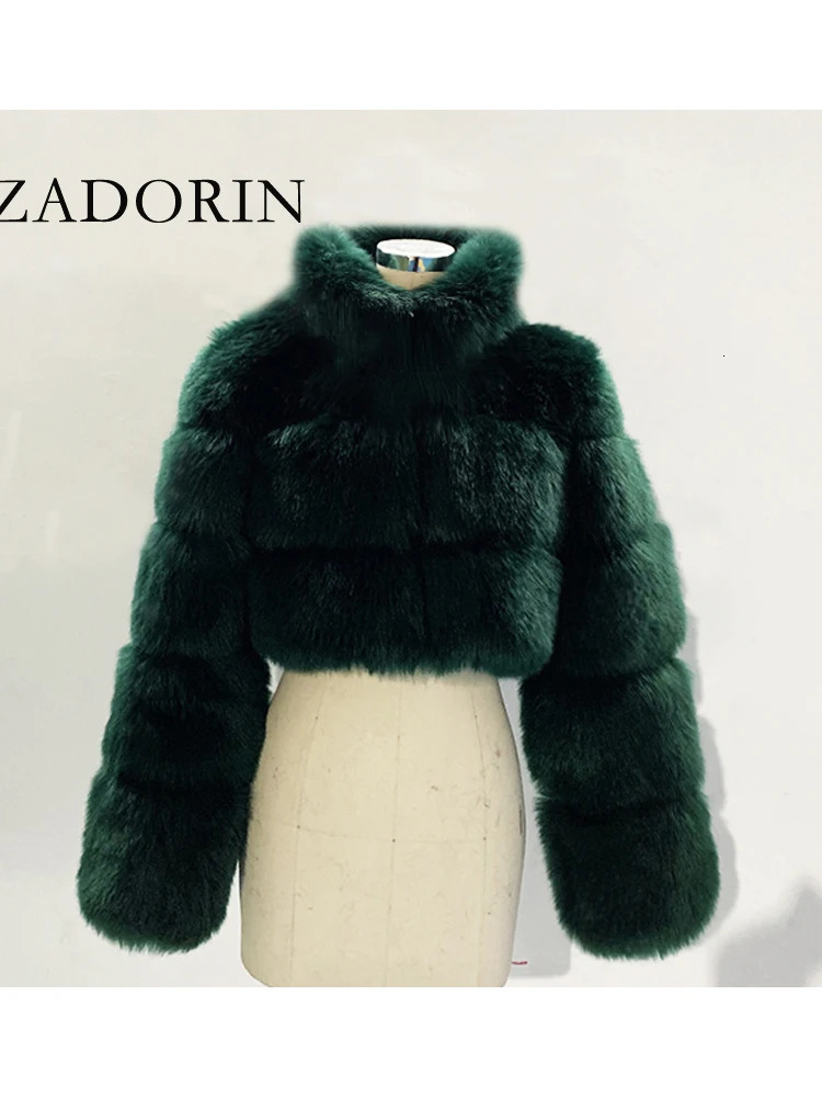 Zadorin Womens Fashion Tailored Faux Fur Coat Warm Standing Fur Collar Ultra Thin Fluffy Fur Jacket Womens Winter Fur Coat 240923