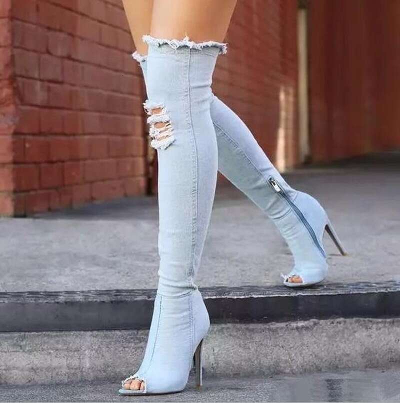 New Thigh 2021 Winter Boots High Heels Women Tassel Jean Boot Ladies Shoes Good Service zo0