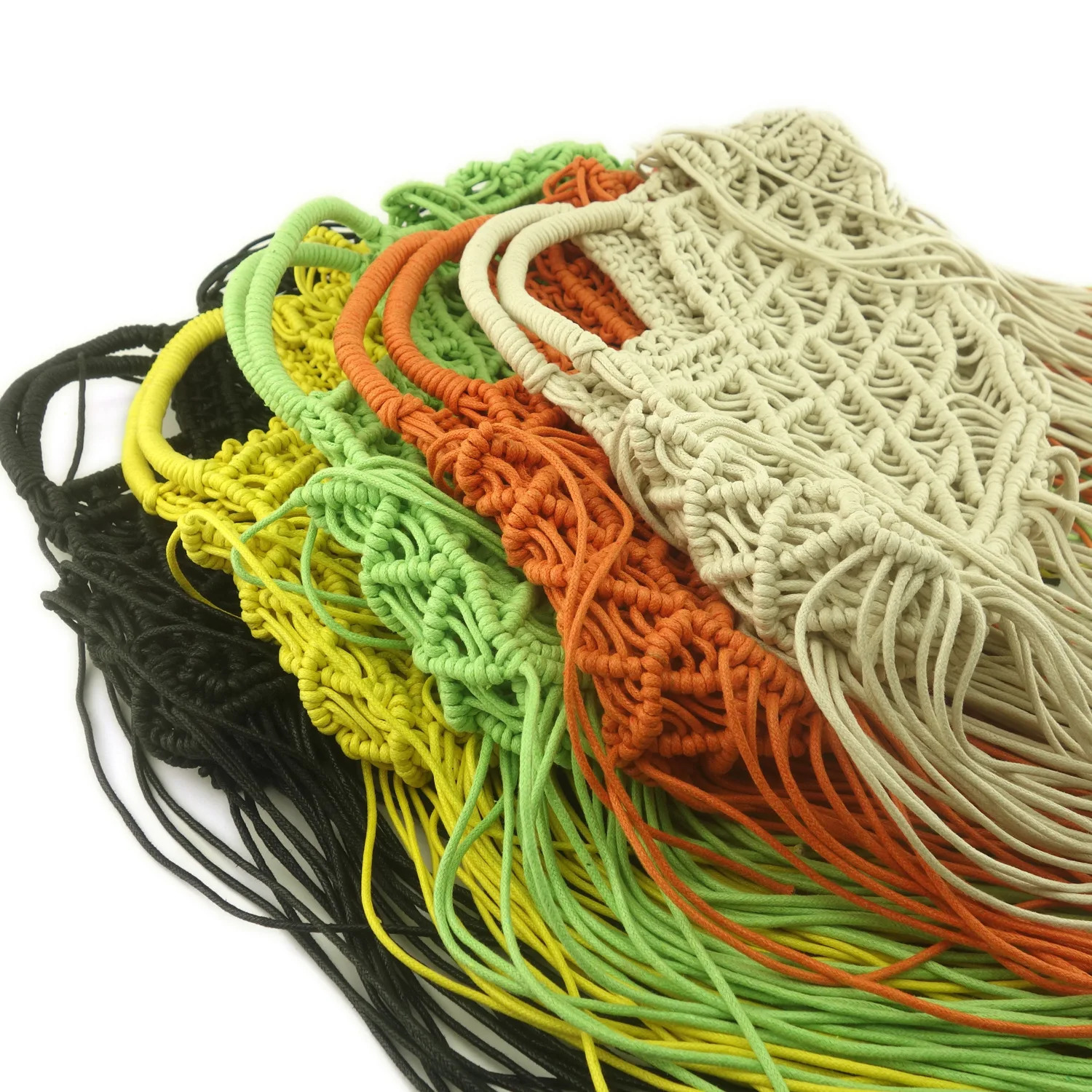 Bohemian Tassel Fishnet Tote Bag er Hollow Rope Woven Women Handbags Summer Beach Straw Bags Casual Bali Small Purses 240930