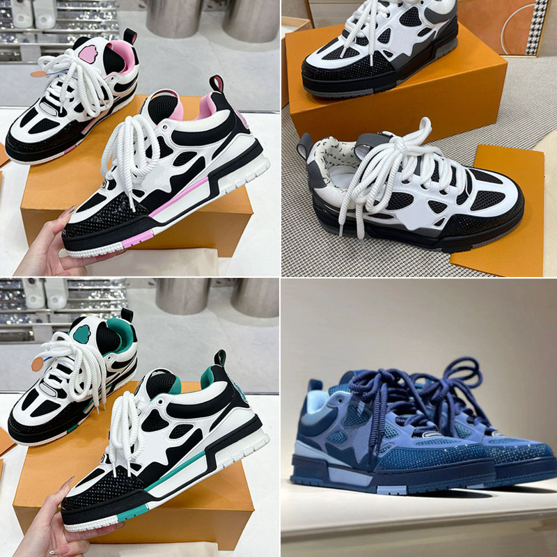 Designer Skate Sneakers Mens ladies 1854 1AC5 Top Quality Bread Shoes Lining Print flower Breathable mesh Upper shoes Italian designer women Pink