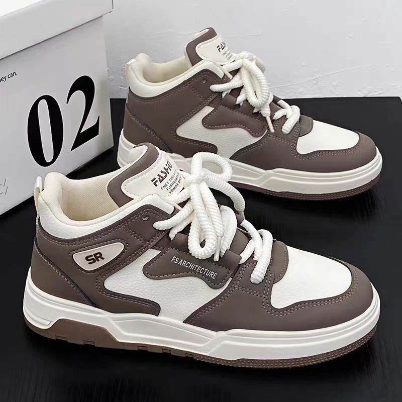 Men's 2024 new Hong Kong style high top casual shoes versatile thick soled sports shoes