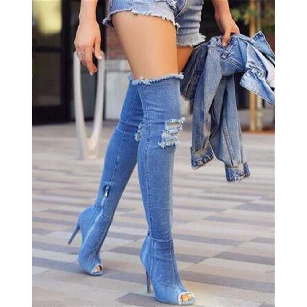 New Thigh 2021 Winter Boots High Heels Women Tassel Jean Boot Ladies Shoes Good Service zo0