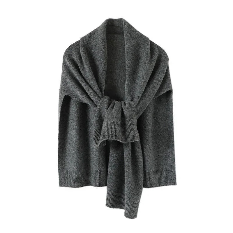 Shawl Knitted Tops Cape Autumn Winter Korean Fashion Sweter Damski Warm Wild Solid Scarf Cardigan Poncho 2024 Ropa Mujer 240924