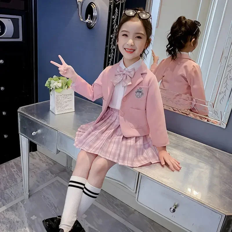Baby Girls Jk Uniform Japanese BlazerShirtSkirt 3Pcs/Set Children College Spring Autumn School Show Kids Princess Clothes Set 240923