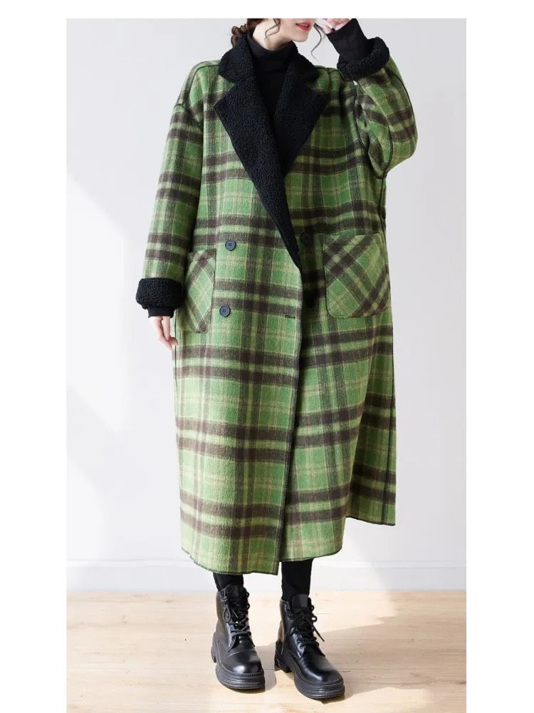 Autumn and Winter Long Jacket Trench Coat Womens Extra Large Flat Coat Womens Sheepskin Coat Fashion Plush Womens Teddy Bear Coat 240927