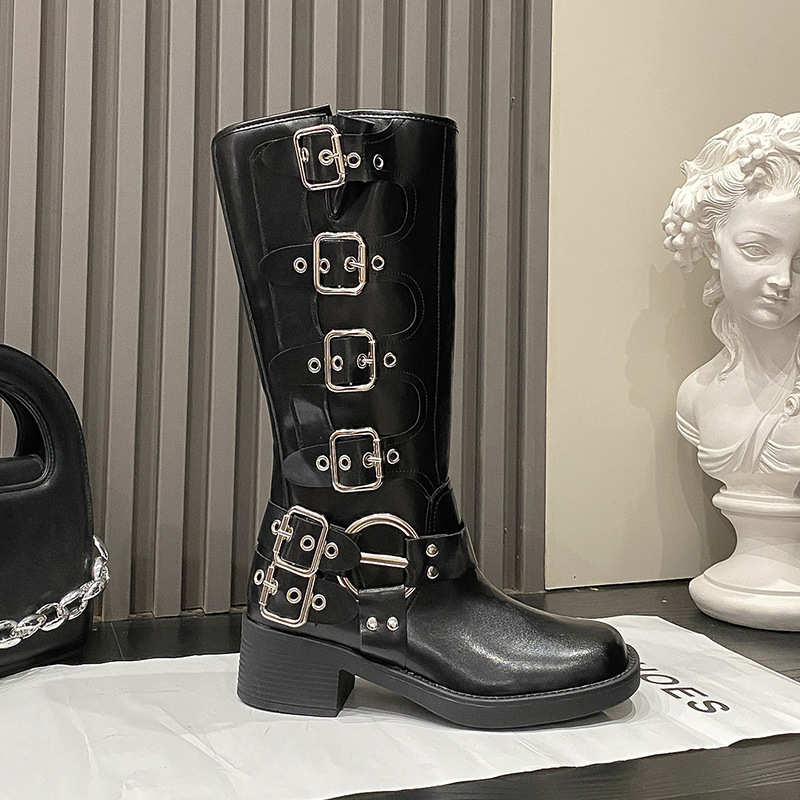 Winter Boots for Women: Trendy 2024 Fashion Leather Boots, Warm Round Toe, Vintage Style, Triple Black and Brown dh910320090