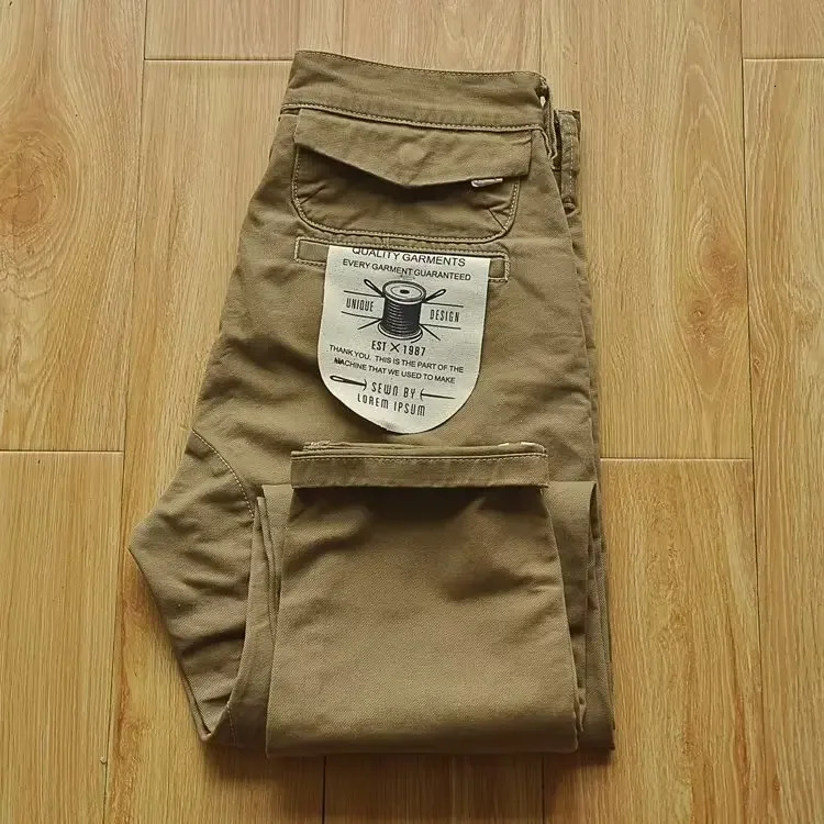 mens cargo pants American retro heavy-duty workwear pants mens loose straight leg pants casual mens 240921