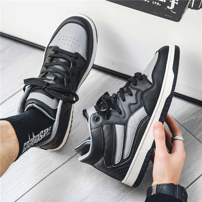 Brand Men's High Top Le ather Comf ortable Non-slip Bask etball Breathable Casual Sport Tennis Shoes Couple Sneakers