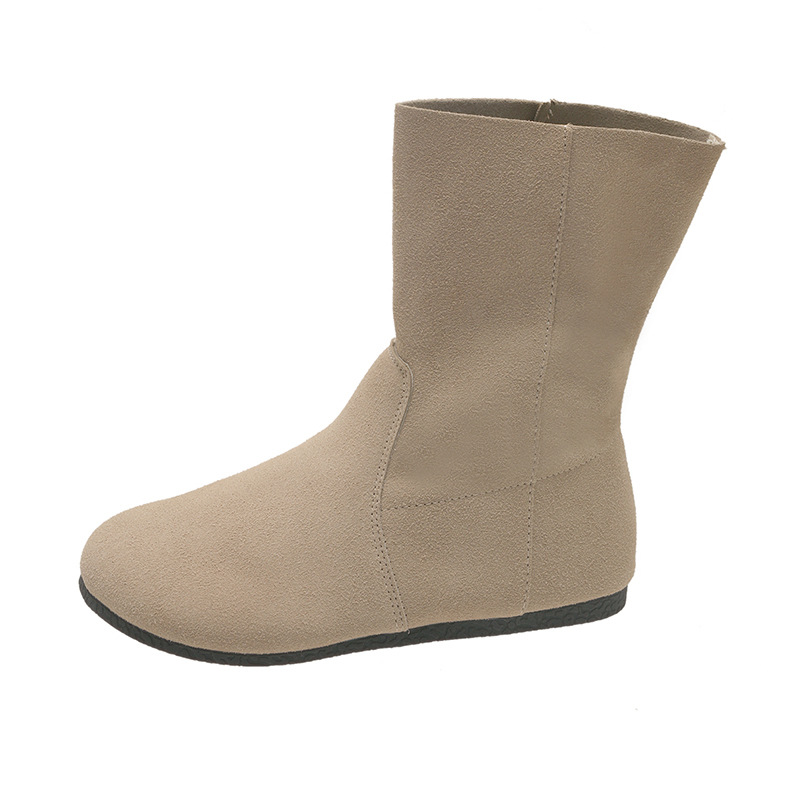 Winter Warm Women's Boots, Casual Versatile, Brown Coffee Beige, Synthetic Leather 923e
