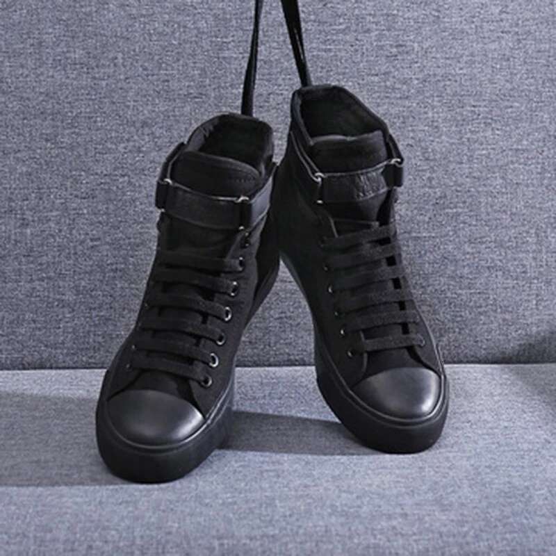 Women Denim Casual Canvas Shoes Female High Top Couple Trainers Lace Up Men Sneakers Ladies Basket Femme Tenis Feminino Black 44