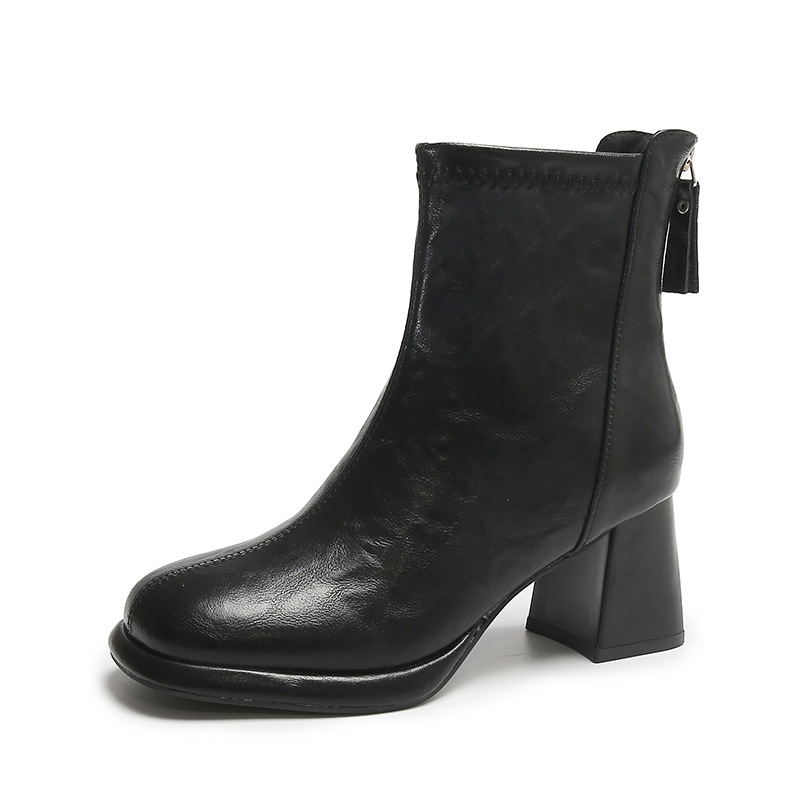 Stylish 2024 Women's High Chunky Heel Martin Boots in Black, Beige & Brown dh5727163