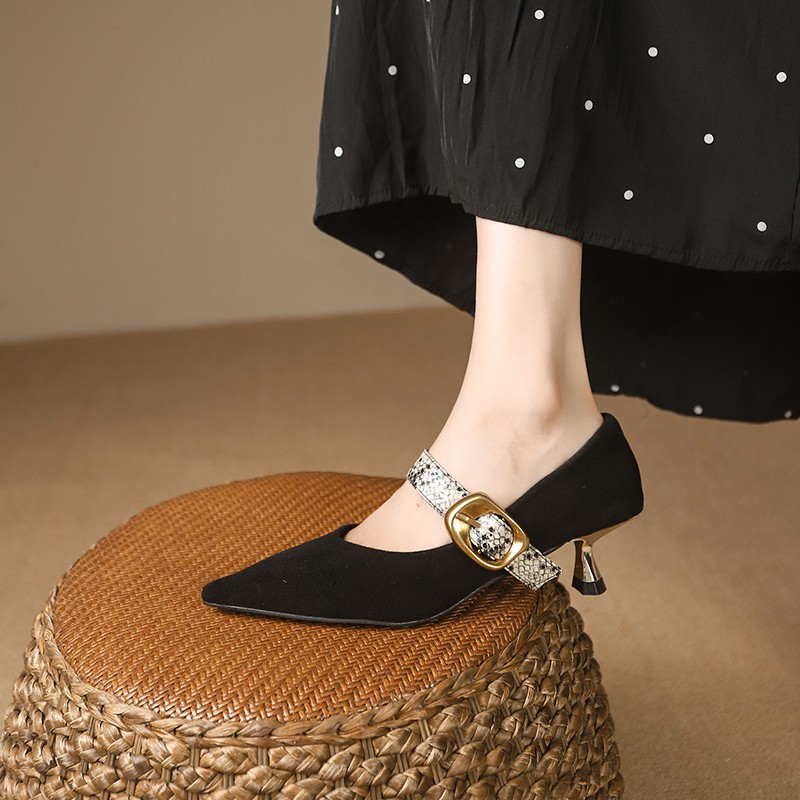 Casual Chic: Women's High Heel Pointed Toe Pumps, Black 3d64