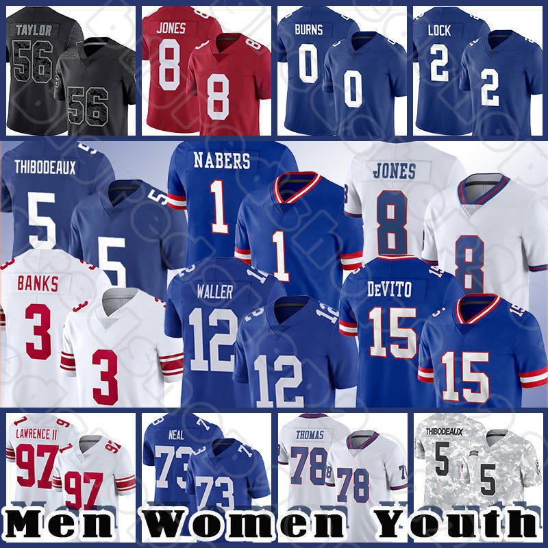 1 Malik Nabers Kayvon Thibodeaux Football Jerseys Dexter Lawrence New Yorks Brian Burns Giantss Lawrence Taylor Daniel Jones DeVito Darren Waller Drew Lock Strahan