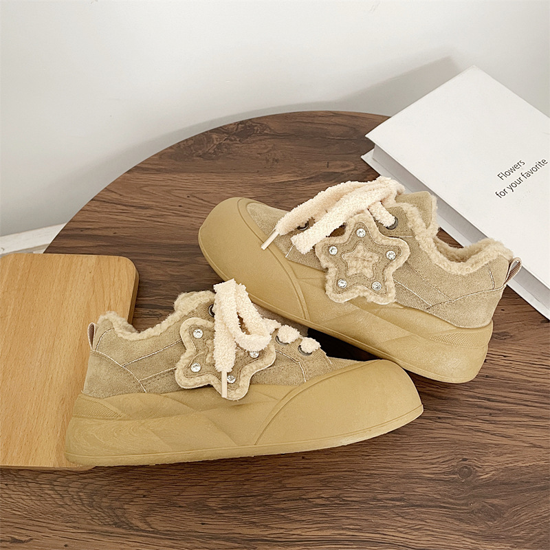 Women's Velvet Thick soled Casual Shoes 2024 New Thick soled Warm Sports Board Shoes