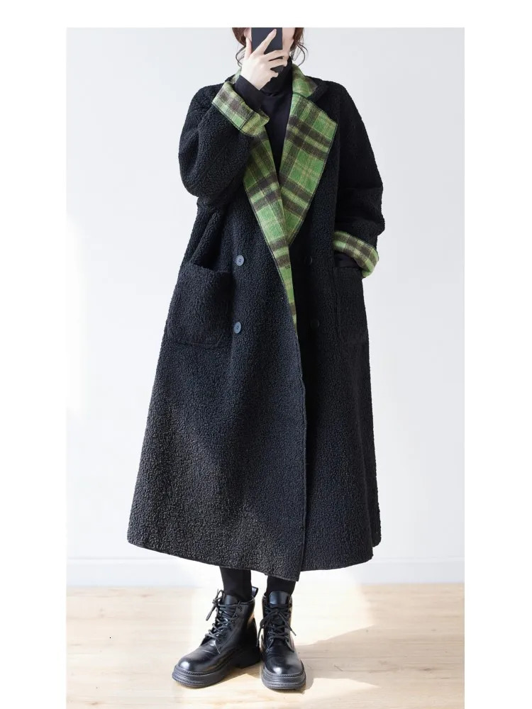 Autumn and Winter Long Jacket Trench Coat Womens Extra Large Flat Coat Womens Sheepskin Coat Fashion Plush Womens Teddy Bear Coat 240927