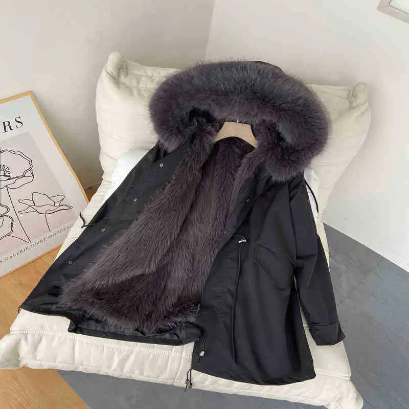 Winter Warm Coats Waterproof Artificial Fox Fur Jacket and Womens Long Park Outdoor Windproof Street Wear Mens 240930
