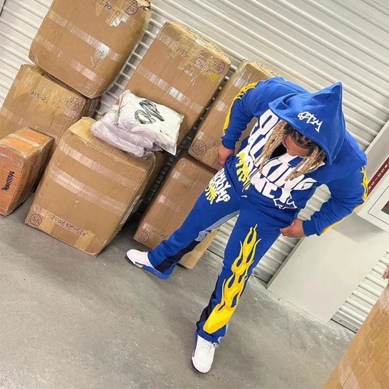 Y2K Flame Letter High Street Hip Hop Campus Loose Zipper Hoodie Mens Gothic Harajuku Leisure Street Oversized Sportswear Unisex 240927