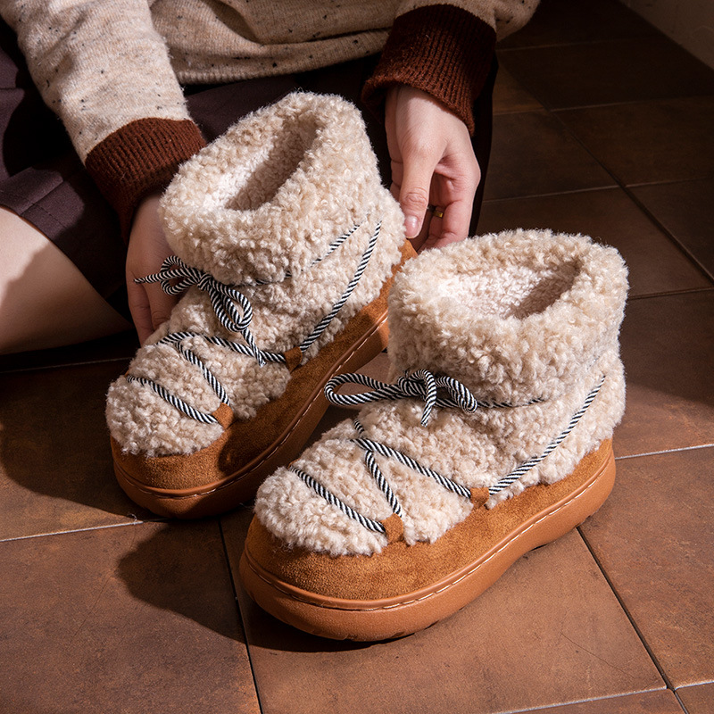 Women's soled Snow 2024 New Winter Plus Thick Cotton Boots Anti slip Warm Veet Shoes 241116