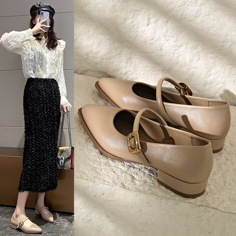 Women Casual Shoes Fashion French Style Pointed Toe Plus Size Soft Sole Triple Black Beige Khaki Free shipping