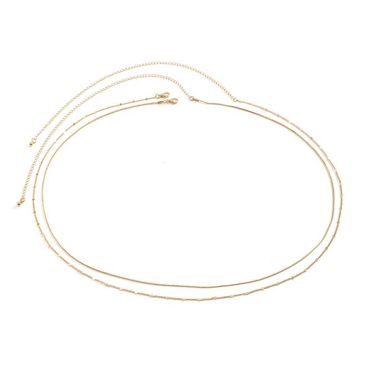 2 pieces/set sexy ultra-thin snake chain belly waist chain women bohemian gold sequins with body jewelry summer bikini accessories W240930