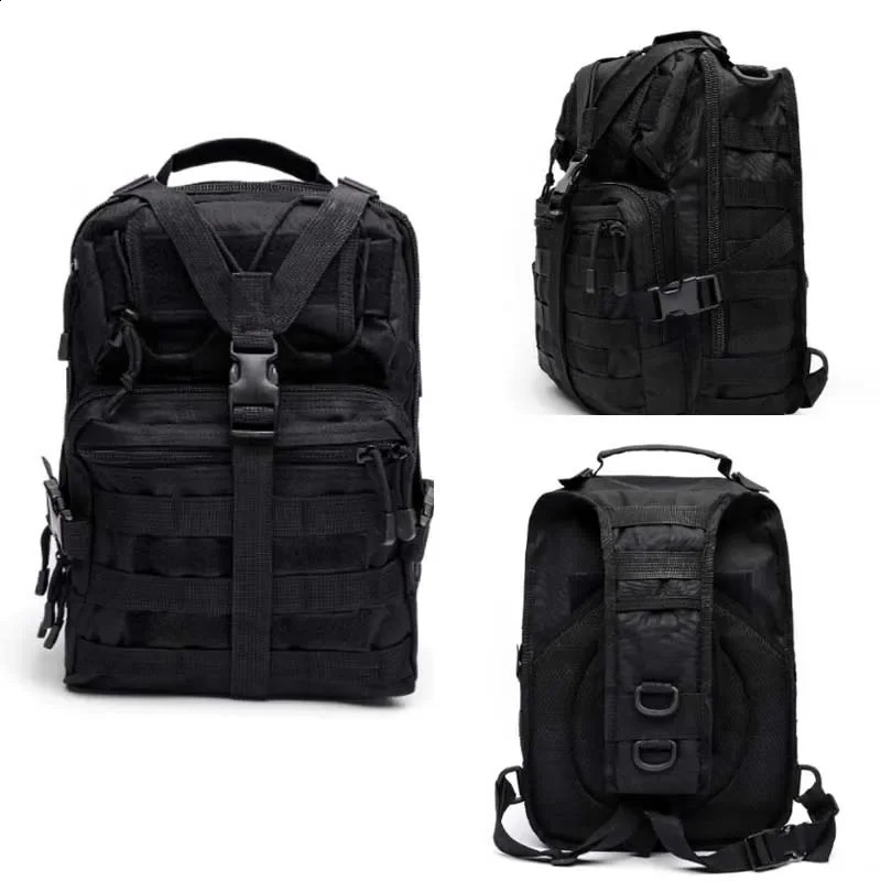 Mens backpack tactical attack bag cross body sling bag waterproof rubber backpack outdoor hiking camping bag mens shoulder bag 240929