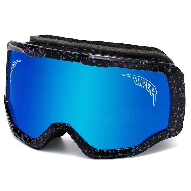 Double layer anti fog ski goggles Pit snake ski board glass outdoor sports goggles W240930