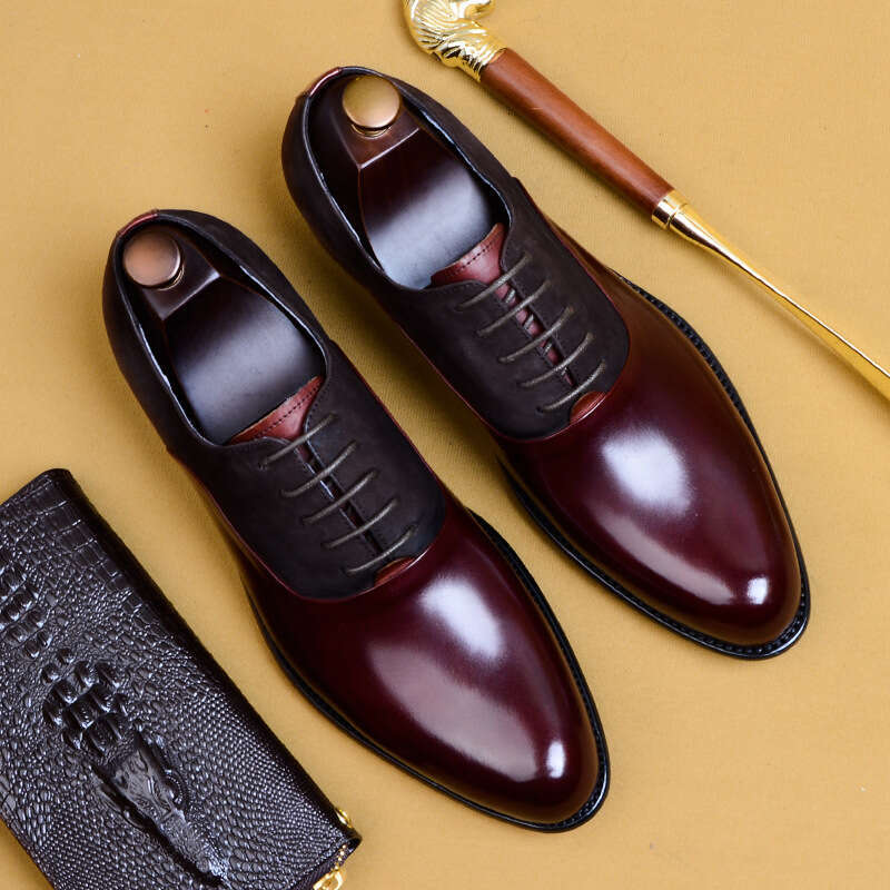 Genuine Cow Leather Brogue Wedding Business Casual Flats Vintage Handmade Oxford Shoes For Men Black Bury 2024